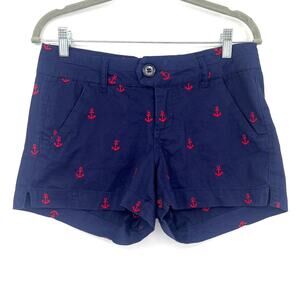 FSR Blue Anchor Embroidered Womens Shorts Sz 5 Nautical Preppy Coastal Summer